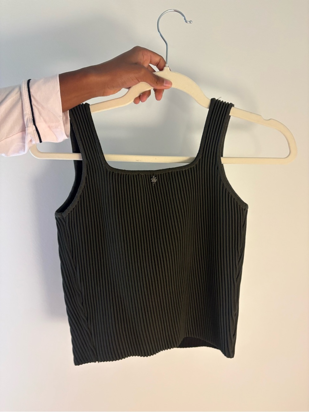 Black Ribbed Square-Neck Tank - Picture 2 of 3